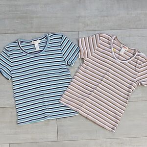 Full Tilt Striped Kids Tees - Blue and Brown